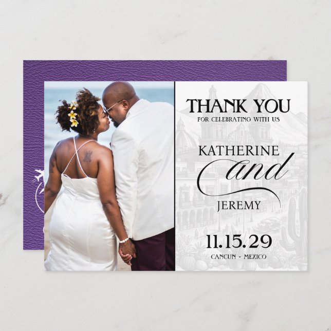 Purple Mexico Passport Thank You Card (Front/Back)