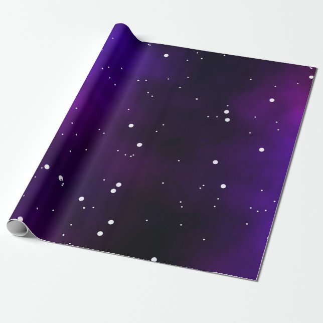 Purple Milkyway Galaxy NightSky Illustration Wrapping Paper (Unrolled)