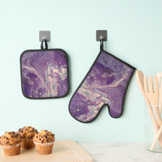 Purple Milkyway Oven Mitt & Pot Holder Set