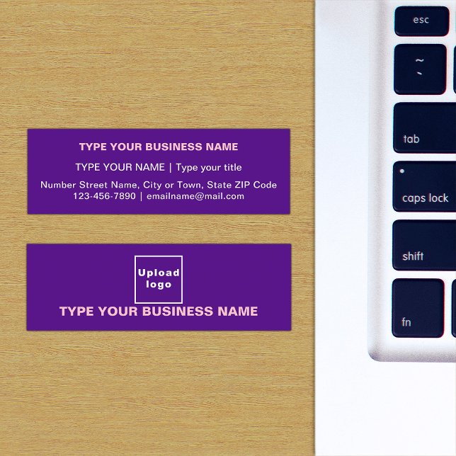 Purple Mini Business Card (The front and back of the purple mini business card)
