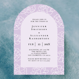 Purple Minimal Botanical Wedding Invitation