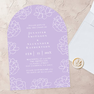 Purple Minimal Botanical Wedding Invitation
