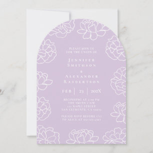 Purple Minimal Botanical Wedding Invitation