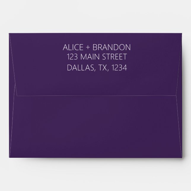 Purple Minimal Elegant Modern Wedding Envelope (Back (Top Flap))