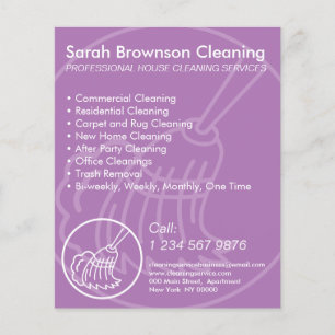 Purple Minimal Home Cleaning House Keeping Flyer