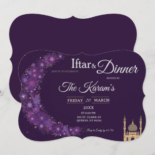 Purple Minimal Mosque Ramadan Iftar Party Invitation