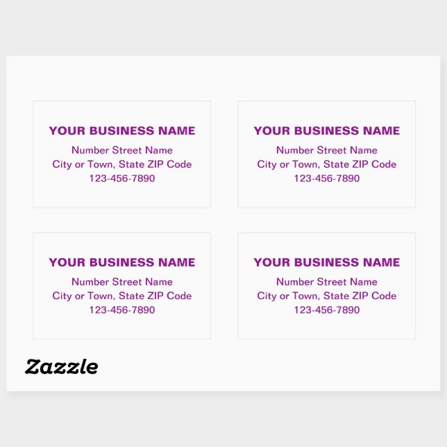 Purple Minimal Plain Texts of Brand on White Rectangular Sticker (Sheet)
