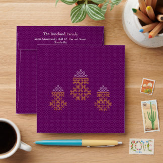 Purple Minimal Tamil Kolam Pongal Design Envelope