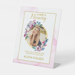  Purple Minimalism Share a Memory Funeral Sign