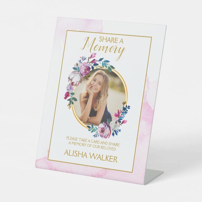  Purple Minimalism Share a Memory Funeral Sign (Front)