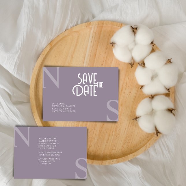 Purple Minimalist & Elegant Bold Initials Wedding  Save The Date (Creator Uploaded)