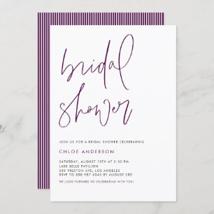 Purple Minimalist Handwritten Bridal Shower Invitation