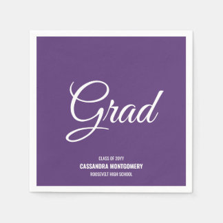 Purple Minimalist Modern Graduation Party Napkin