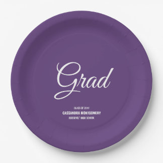 Purple Minimalist Modern Graduation Party Paper Plate