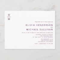 Purple Minimalist Monogram QR Code Wedding