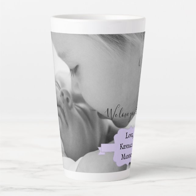 Purple Minimalist Photo Mother's Day Latte Mug (Front)