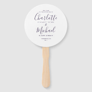 Purple Minimalist Wedding Program Hand Fan