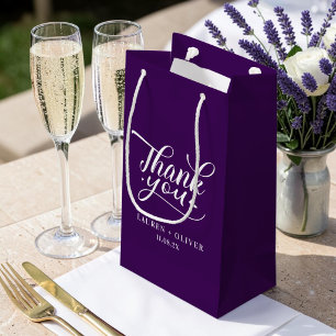 Purple Minimalist Wedding Thank You Small Gift Bag