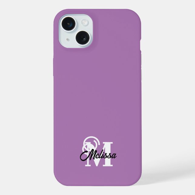 Purple minimalistic monogramed  iPhone case (Back)