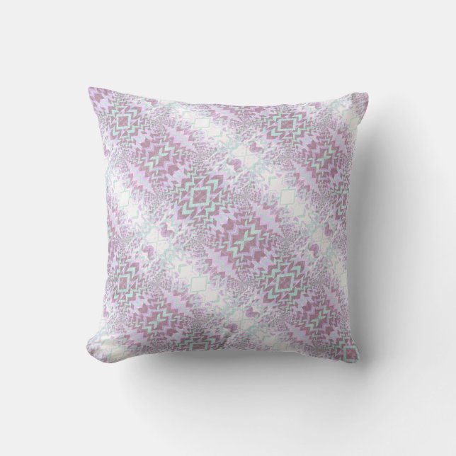Purple Mint Diagonal Pattern Modern Cushion (Front)