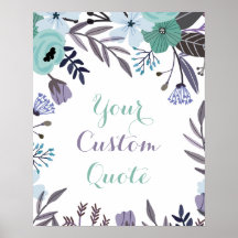 Purple mint floral Personalised quote art print