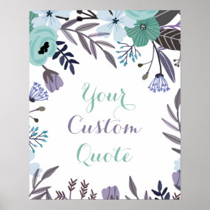 Purple mint floral Personalised quote art print
