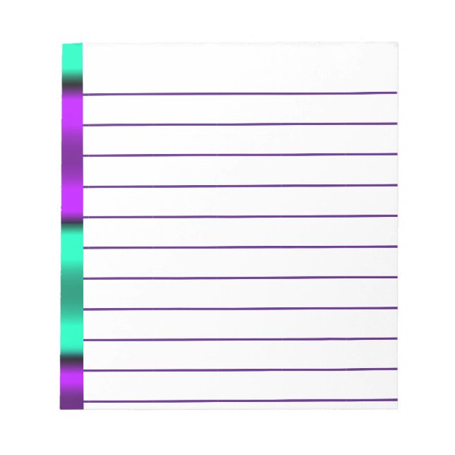 Purple & Mint Horizontal stripes Notepad (Front)