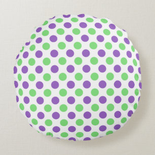 Purple Mint Polka Dot - Medium Dot Round Pillow