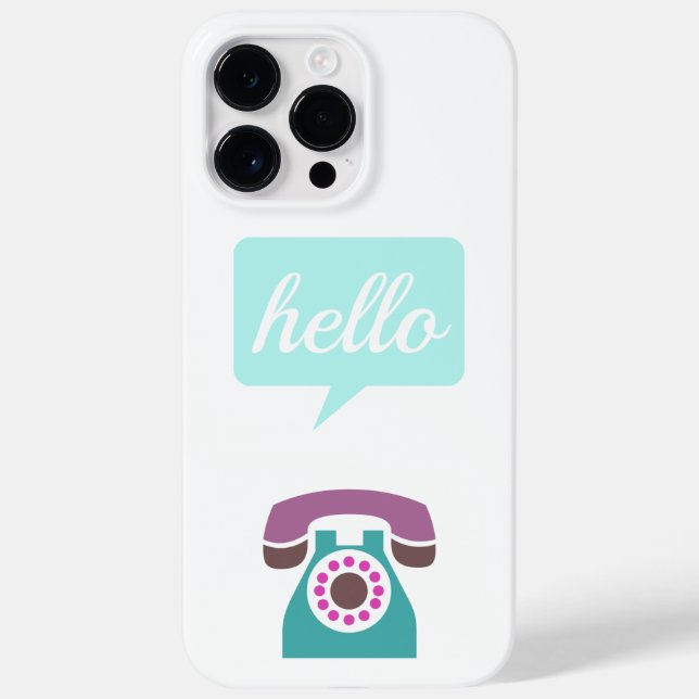 Purple Mint Retro Telephone Hello Typography Quote Case-Mate iPhone Case (Back)