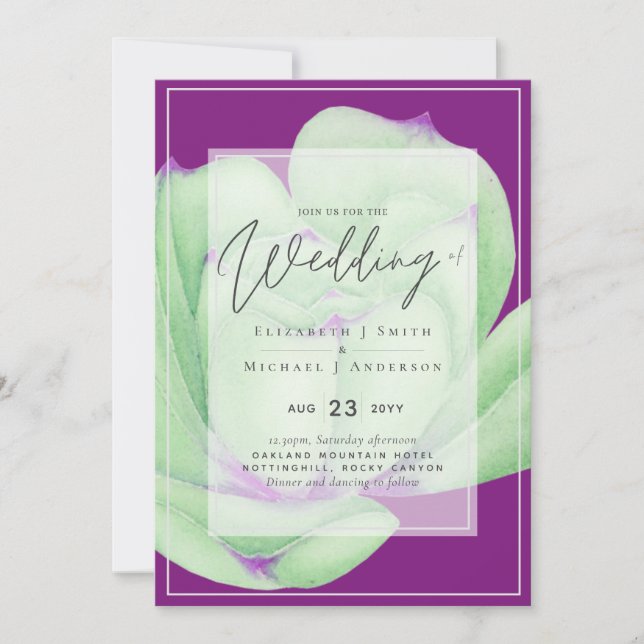 Purple Mint Succulents Budget Wedding (Front)