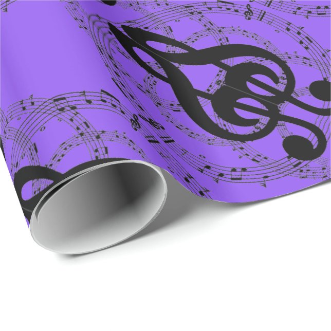 Purple Mirror Image Music Wrapping Paper (Roll Corner)