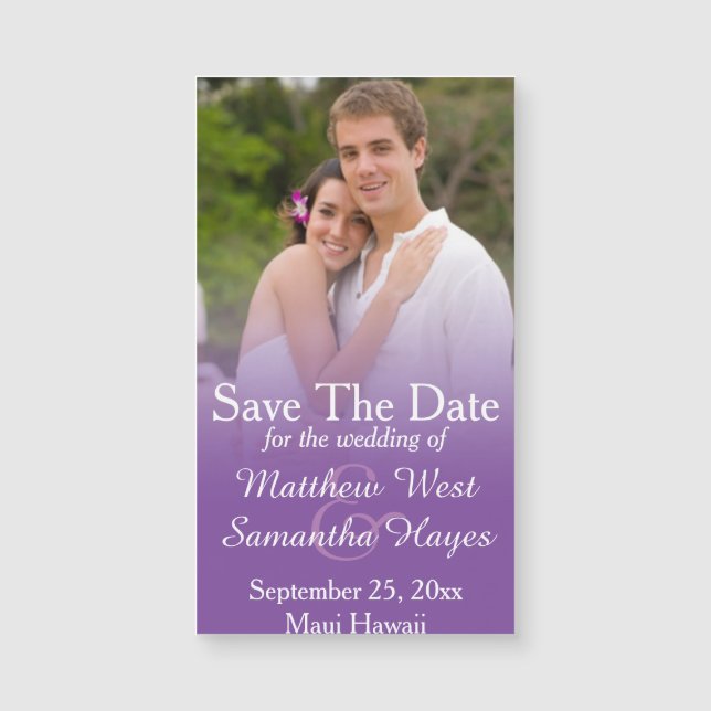 Purple Mist Photo Wedding Save The Date (Front)