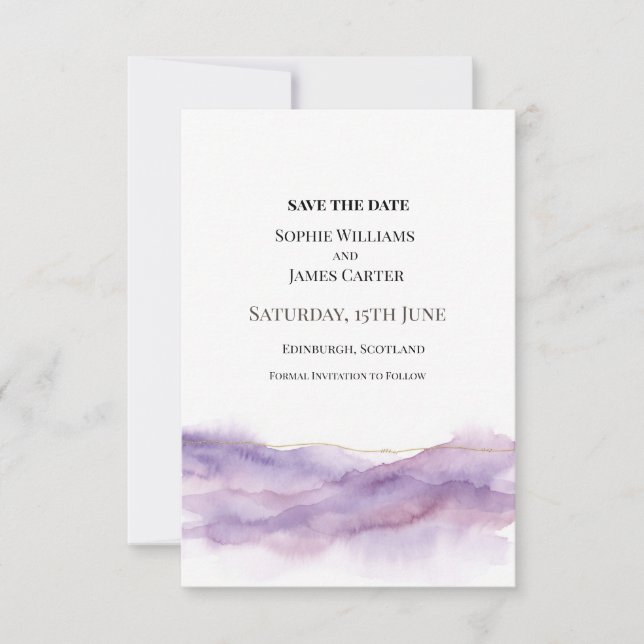 Purple Mist Wedding Save The Date (Front)