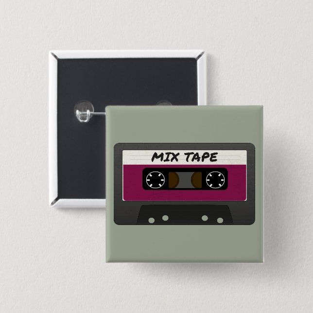 Purple Mix Tape - 80s And 90s Retro Inspired Gift 15 Cm Square Badge (Front & Back)