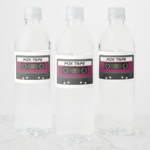 Purple Mix Tape - 80s And 90s Retro Inspired Gift Water Bottle Label