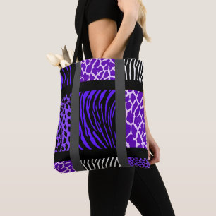 Purple Mixed Animal Print Tote Bag