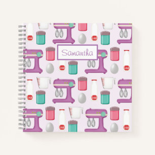 Purple Mixer Baking Collage Personalised Recipe Notebook