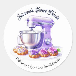 Purple Mixer Bread Bakery Pastry Chef Classic Round Sticker