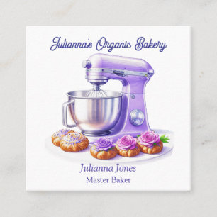 Purple Mixer Bread Bakery Pastry Chef Square Business Card