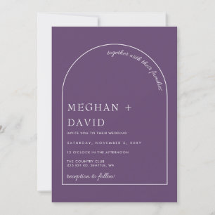 Purple Modern Arch Wedding Invitation