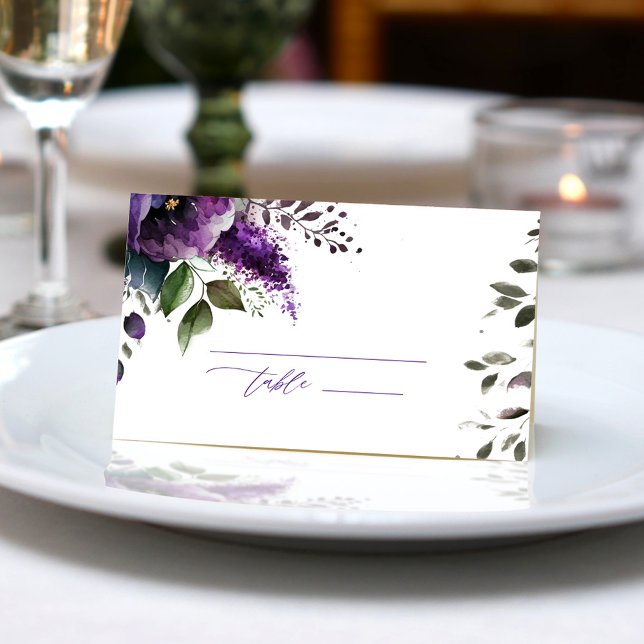 Purple Modern Botanical Garden Elegant Wedding Place Card (Purple Modern Botanical Garden Elegant Wedding Place Card)