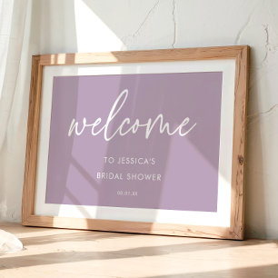 Purple Modern Bridal Shower Welcome Sign