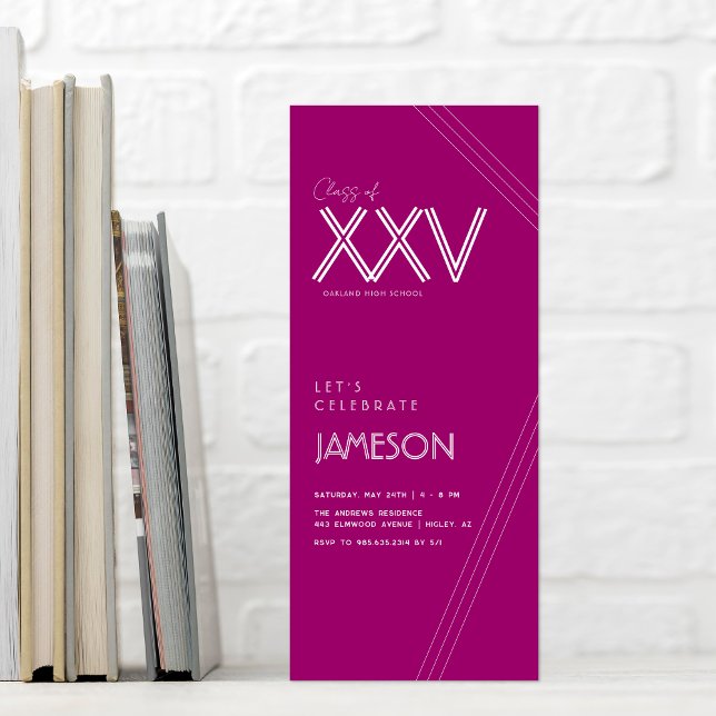 Purple | Modern Class of XXV Graduation Party Invitation (Creator Uploaded)