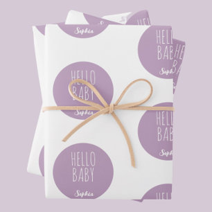 Purple Modern Classic New Baby Wrapping Paper Sheet