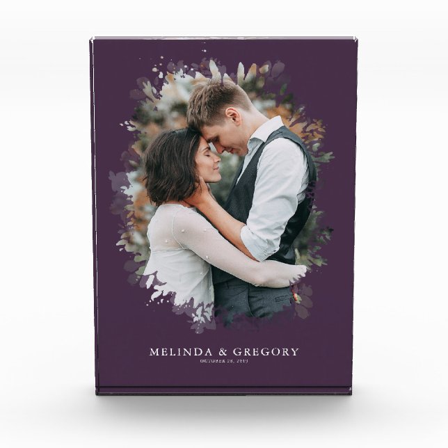 Purple Modern Custom Photo Gift Home Decor Block (Front)