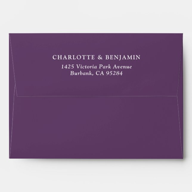 Purple Modern Custom Wedding 5.25x7.25 Envelope (Back (Top Flap))