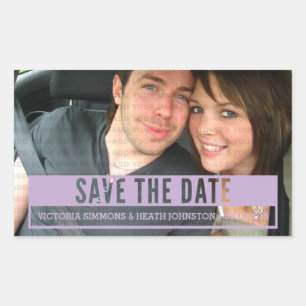 Purple Modern Cut Out Save the Date Stickers