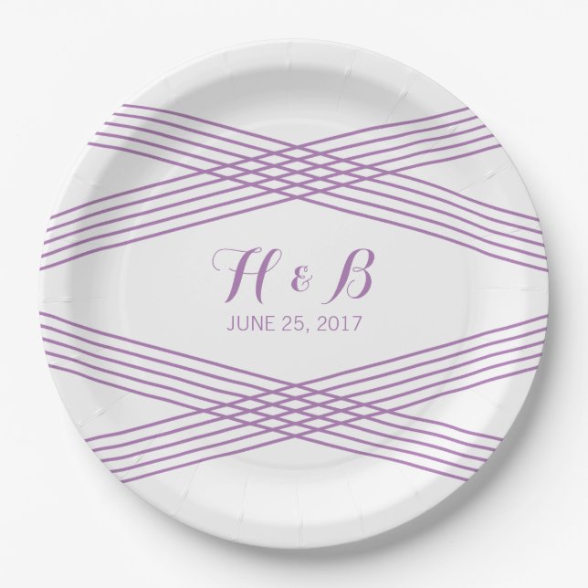 Purple Modern Deco Paper Plates (Front)