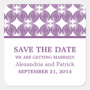 Purple Modern Deco Save the Date Stickers