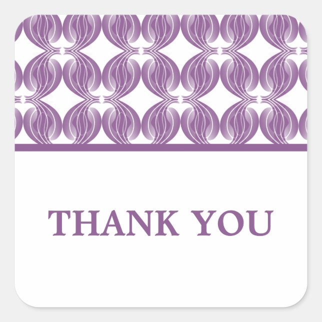 Purple Modern Deco Thank You Stickers (Front)